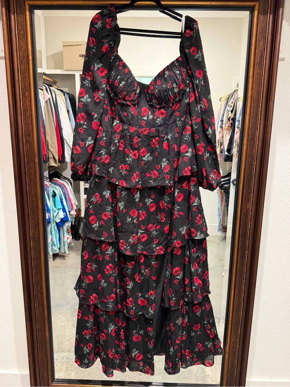 Azazie Lora Black Red Maxi Dress Discontinued